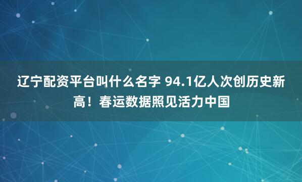 辽宁配资平台叫什么名字 94.1亿人次创历史新高！春运数据照见活力中国